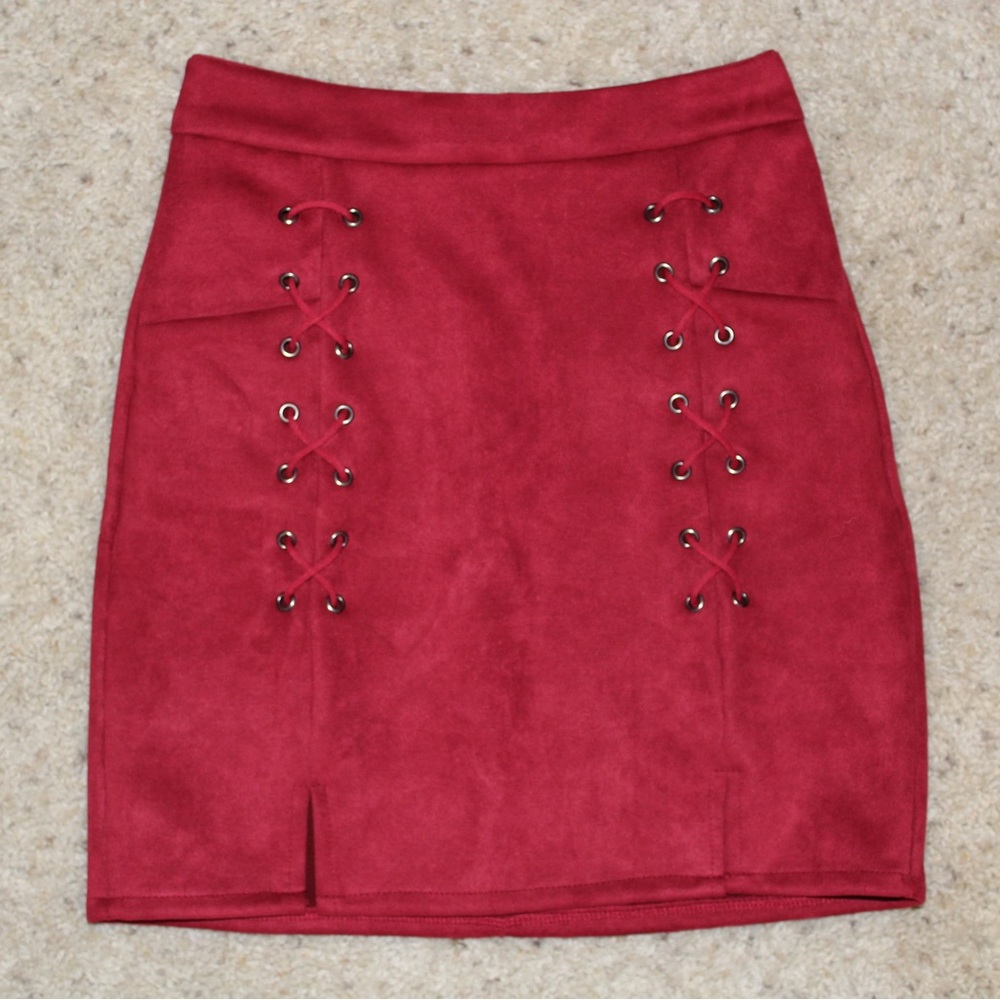 Red mini skirt